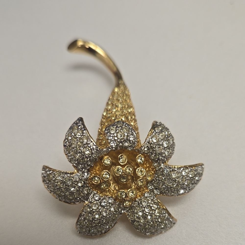 Kenneth Jay Lane Gold and Silver Iris Brooch
